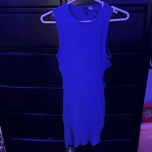 Divided Royal Blue Ribbed Tank Top